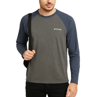 Columbia Mens S Gray Blue Omni-Wick Long Sleeve Performance Activewear Shirt - Image 1 of 4