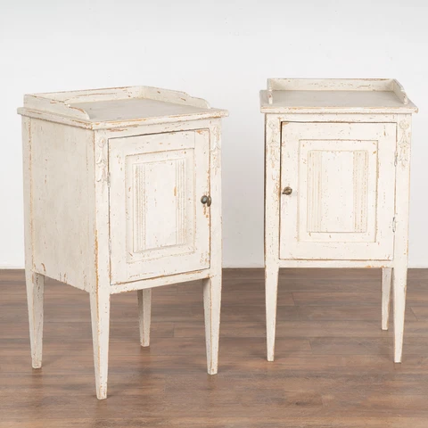 Pair, White Painted Small Cabinets or Nightstands, Sweden circa 1840-60 Cover