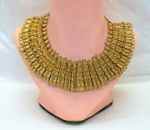 💥Collar ancho DECLARACIÓN diseño egipcio enchapado en oro amarillo MOSELL de colección💥 - Imagen 1 de 13