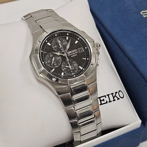 Seiko Mens Flightmaster 7T62-0DP0 Watch Wristwatch Chronograph 100M Sapphire Box - Picture 1 of 12