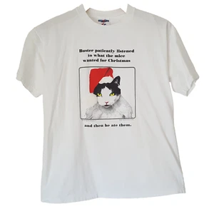 Camiseta De Colección Navidad Gato Talla M Puntada Única Divertida Mouse Eater Jerzees EE. UU. - Imagen 1 de 8