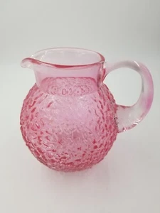 Pink Glass Textured Crinkle Pattern Round Pitcher Depression Pink Color - Picture 1 of 2