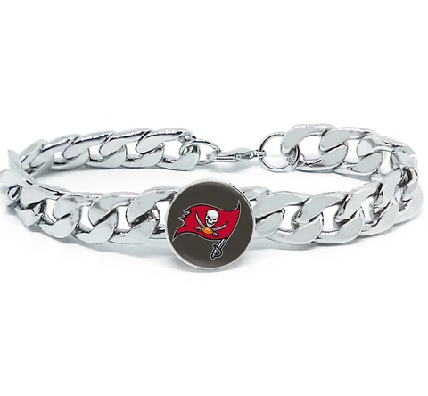 Tampa Bay Buccaneers Stainless Wide 12mm Womens Mens Link Chain Bracelet Gift D4 Cover