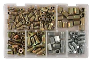 Brake Pipe Nut Fittings Set / Box 135 Pcs Male Female Short Full Thread MM & UNF - Picture 1 of 2