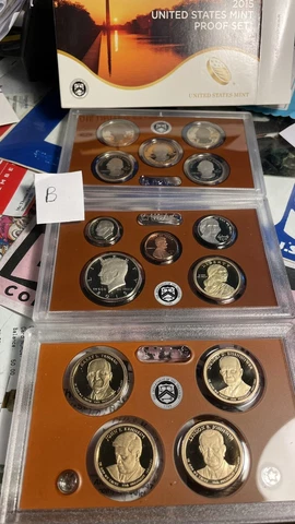 2015 S US Mint Proof Sets, w/ COAs 19 Coins Total, with ATB Quarters, 4 Dollars Cover