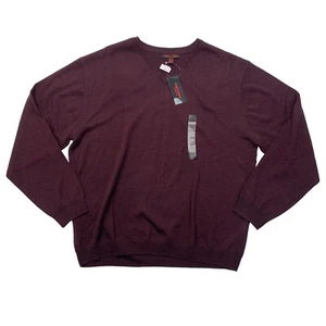 Linea Uomo Wool Blend Sweater Mens 2XL XXL Maroon Knit Classic Fit V Neck New - Picture 1 of 9