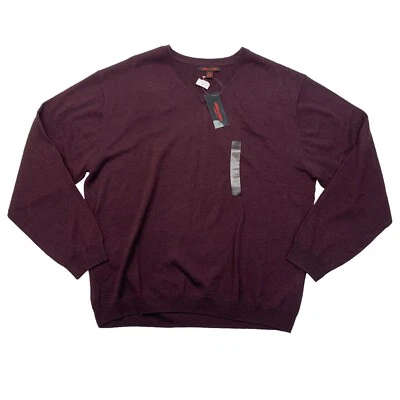 Linea Uomo Wool Blend Sweater Mens 2XL XXL Maroon Knit Classic Fit V Neck New - Image 1 of 4