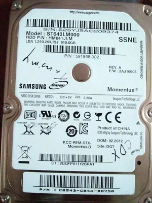 Seagate ST640LM000 640GB, Internal, 5400RPM, 2.5" Hard Drive, Storage, As-is - Image 1 of 3
