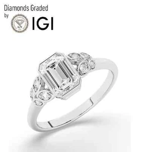 Emerald Solitaire Labgrown Diamond Engagement Ring Platinum 2.10 Ct D VVS2 - Picture 1 of 23
