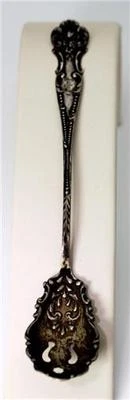 "Antigua cuchara ranurada de plata esterlina de la era rococó 6,75"" - 5920" Foto 1 de 4