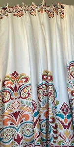 4 Panels Half Moon Drapes Curtains Grommet Top 52" x 63" Bright Colors on Cream - Picture 1 of 5
