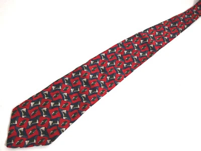 Corbata Woodward Hombre Rojo Azul Geométrica 100% Seda 58" Carrera Foto 1 de 4