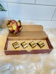 Vintage Baldwin Messing Serviettenringe 4 Stück Devon Brass American Museum - Bild 1 von 7