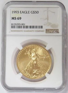 1993 GOLD AMERICAN EAGLE $50 COIN 1 OZ NGC MINT STATE 69 - Picture 1 of 2