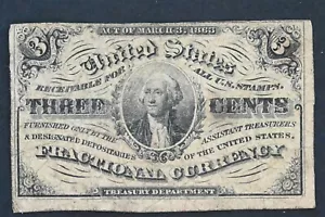 US 1863 Fractional 3 CENT Fine-VF dritte Ausgabe FR #1227 RN0092 kombinierter Versand - Bild 1 von 2