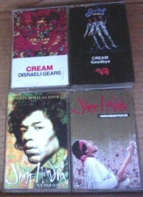 4 CASSETTE TAPE Jimi Hendrix Axis Bold as Love WOODSTOCK Cream Goodbye Disraeli - Image 1 of 4