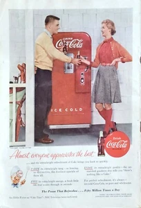Coca Cola VINTAGE 1955 Magazine Ad, Soda Machine, Golf Clubs - Picture 1 of 1