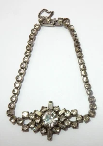 VINTAGE HOLLYWOOD GLAMOUR STERLING SILVER RHINESTONE STARBURST BRACELET - Picture 1 of 20