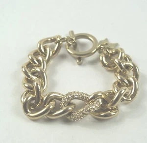 Victoria's Secret Wings Charm GoldTone Rhinestones Link Bracelet 7.5 in B122 - Picture 1 of 3