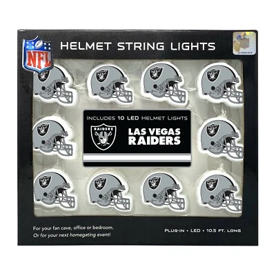 Светодиодные гирлянды для шлема NFL Las Vegas Raiders.  Струна длиной 11 футов, 10 ламп - Изображение 1 из 3