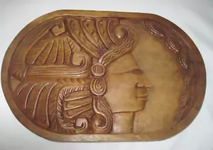 Vintage Wood Carving American Indian Head in Feather Headdress Unique Rare - Picture 1 of 13