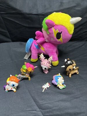 "Lote de figuras de peluche Tokidoki Unicorno 2"" Leila, Hoppy, Star, Neon Star" Foto 1 de 4