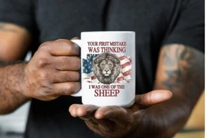Your First Mistake Coffee Mug,Patriotic Mug, Vintage USA Flag 1776, - Picture 1 of 2