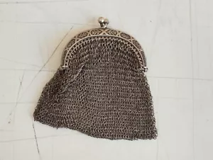 ANTICO D'EPOCA PICCOLO BORSELLINO PORTA-MONETE IN ARGENTO FRANCESE DEL 1838 - Imagen 1 de 11