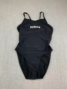 Sporti Guard Solid Thin Strap One Piece Swimsuit Womens size 34 Black Pool Beach - Picture 1 of 17