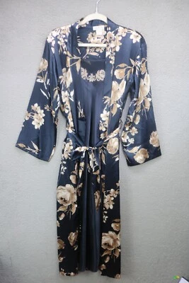 Jones Нью-Йорк темно-синий цветочный макси скольжения платье и халат-XS-изящный прихотливый уютный шик - Изображение 1 из 4