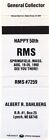 Happy 50Th Rms, Springfield, Massachusetts, Vintage Matchbook Cover