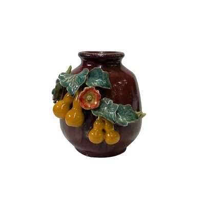 Jarrón chino con motivo de calabaza flor dimensional esmalte rojo sangre de buey ws3062 Foto 1 de 4