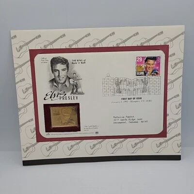 22kt Gold Stamp Replica 1st Day of Issue 1/8/93-Elvis Presley - Image 1 of 4