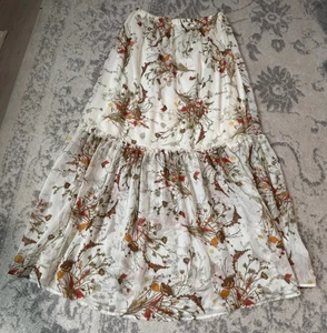 Gonna Bobeau Stampa Floreale Lunghezza Caviglia Elastica Vita Smocked Taglia Media Foderata - Foto 1 di 7