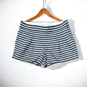 🌻J.Crew klassische weiß & blau maritim plissierte Leinenmischung Shorts Größe 2 - Bild 1 von 8