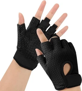 Workout Gloves, Black Gloves for Men Women, Breathable Medium, - Picture 1 of 7