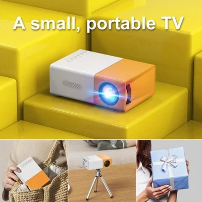 Mini Projector Yellow White 1080P Full HD Portable LED Pico Video Projector With - Bild 1 von 4