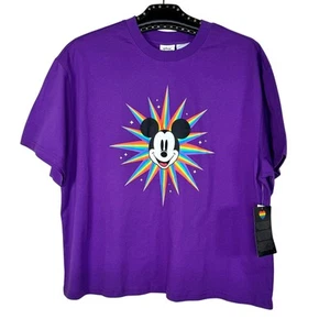 Disney Pride Collection Mickey Mouse Purple Short Sleeve Shirt XL NWT - Picture 1 of 13