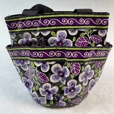 Vera Bradley сливы лепестки душа Caddy сумка виниловая сумка с короткими ручками сетки низ органайзер - Изображение 1 из 4