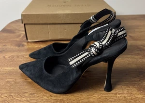 Steve Madden Damen Bri Heels schwarz Wildleder Spitze Größe 7M - Bild 1 von 8