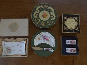 Collection 3 ROYAL CROWN DERBY China Box sets Serviette Rings Butter Dish 1920s - Picture 1 of 1