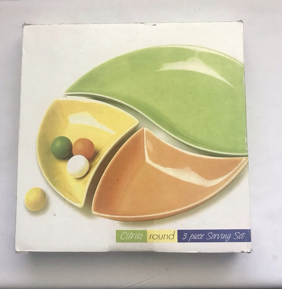 Citrus Ceramic Round 3 Separate Piece Serving Set  *NEW - Factory Sealed* - Image 1 of 4