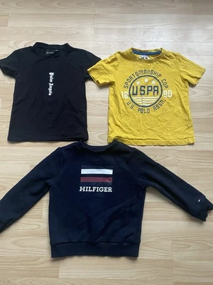 Boys Black Jumper And T Shirts. U.S Polo, Tommy Hilfiger, Age 4-5 Years. Cotton - Image 1 of 4
