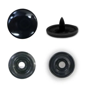 Snap Button plastic 12.4mm T5 black 20 pairs B-457 - Picture 1 of 7