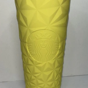 Starbucks Geometric Yellow Cold Cup Tumbler 24oz New - Picture 1 of 6