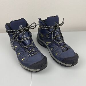 Salomon X Ultra Gore-Tex Sz 9 Blue High Trail Runners Contagrip Womens Boot Shoe