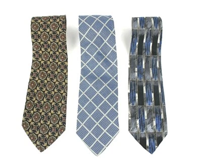 Lote de 3 corbatas de diseñador para hombre de hoy corbatas de seda negras L-58 62 W-3,75 4 nuevas sin etiquetas Foto 1 de 4