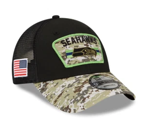 Sombrero ajustable Seattle Seahawks New Era Salute To Service 9FORTY - negro - Imagen 1 de 5