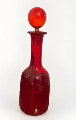 Rare and Hard to Find - MCM Ruby Red Blown Glass Art Decanter w/original stopper - Image 1 of 4