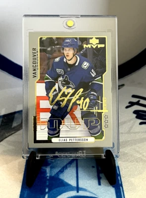 Elias Pettersson AUTO GOLD SCRIPT 2020-21 Upper Deck MVP Card Canucks — 第 1/2 张图片